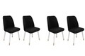 Set scaune 4 piese, Nmobb, Hugo-406 V4, Metal, Negru / Alb / Auriu