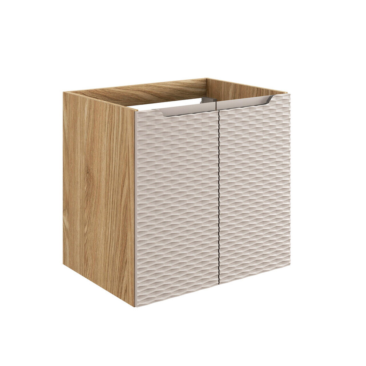 Set mobilier baie, dulap dublu cu lavoar, 90 cm D Un Nika, Ocean Beige, Comad, MDF/PAL laminat, stejar — imaginea 2