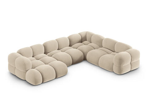 Coltar panoramic dreapta 5 locuri, Loretto, Cosmopolitan Design, 345x250x68 cm, catifea, bej deschis