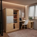 Dulap pentru haine Chase, Pakoworld, cu 2 usi glisante, 152.5x56.5x185 cm, PAL, natural