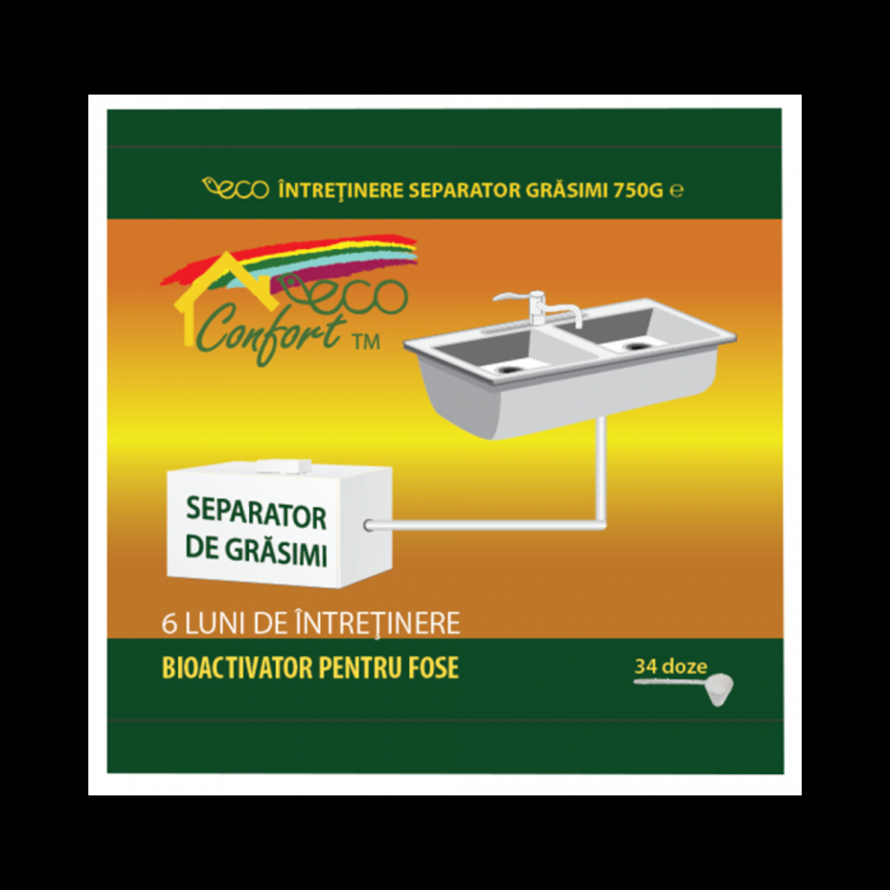 Activator biologic pentru intretinere separator de grasimi, 750 g, Eco Confort