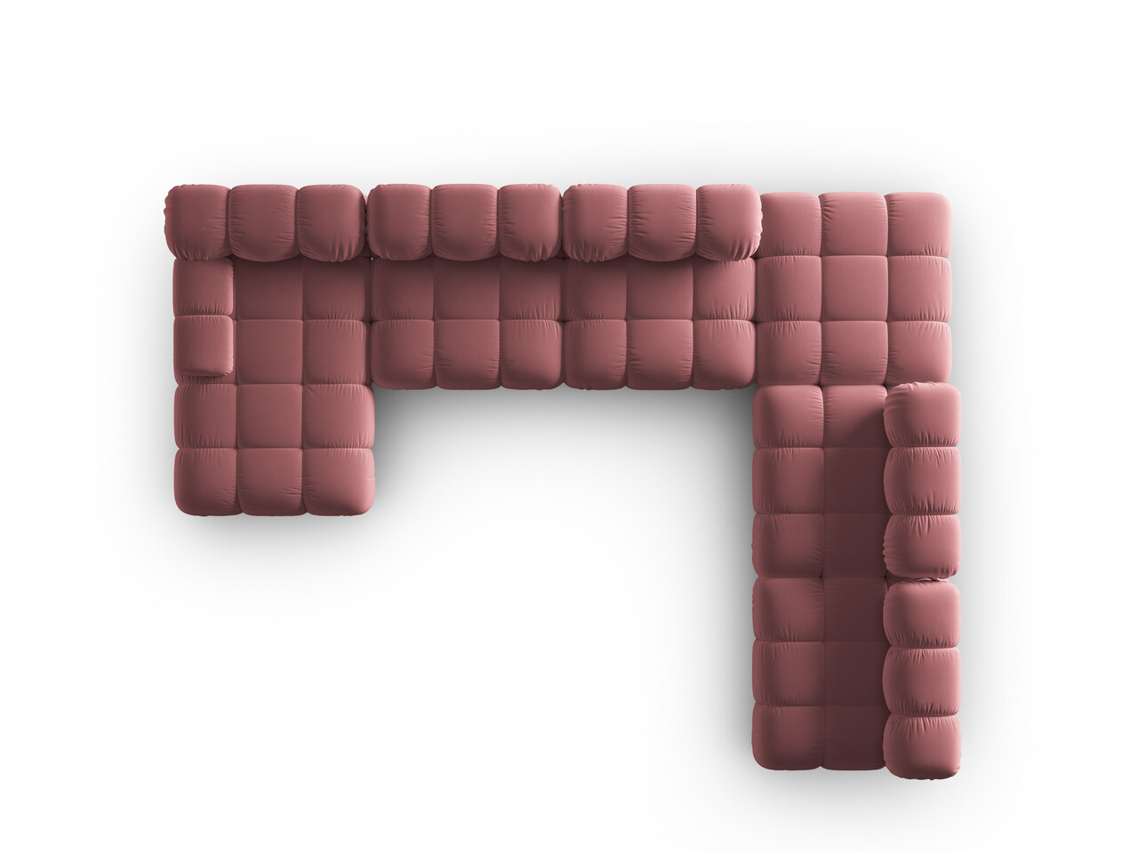 Coltar panoramic dreapta 7 locuri design modular, Bellis, Micadoni Home, BL, 376x282x70 cm, catifea, roz