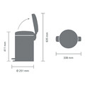 Cos de gunoi cu pedala, Brabantia, NewIcon Fingerprint Proof, 12 L, 33.8x25.1x41.1 cm, otel, argintiu