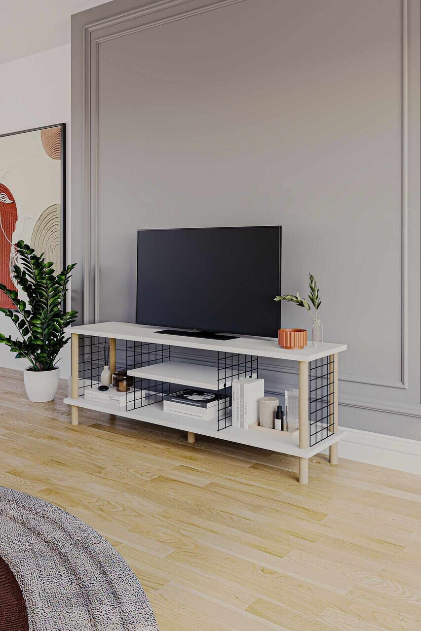 Comoda TV, Hanah Home, Peka-0048, 120x42.6x30 cm, PAL, Alb