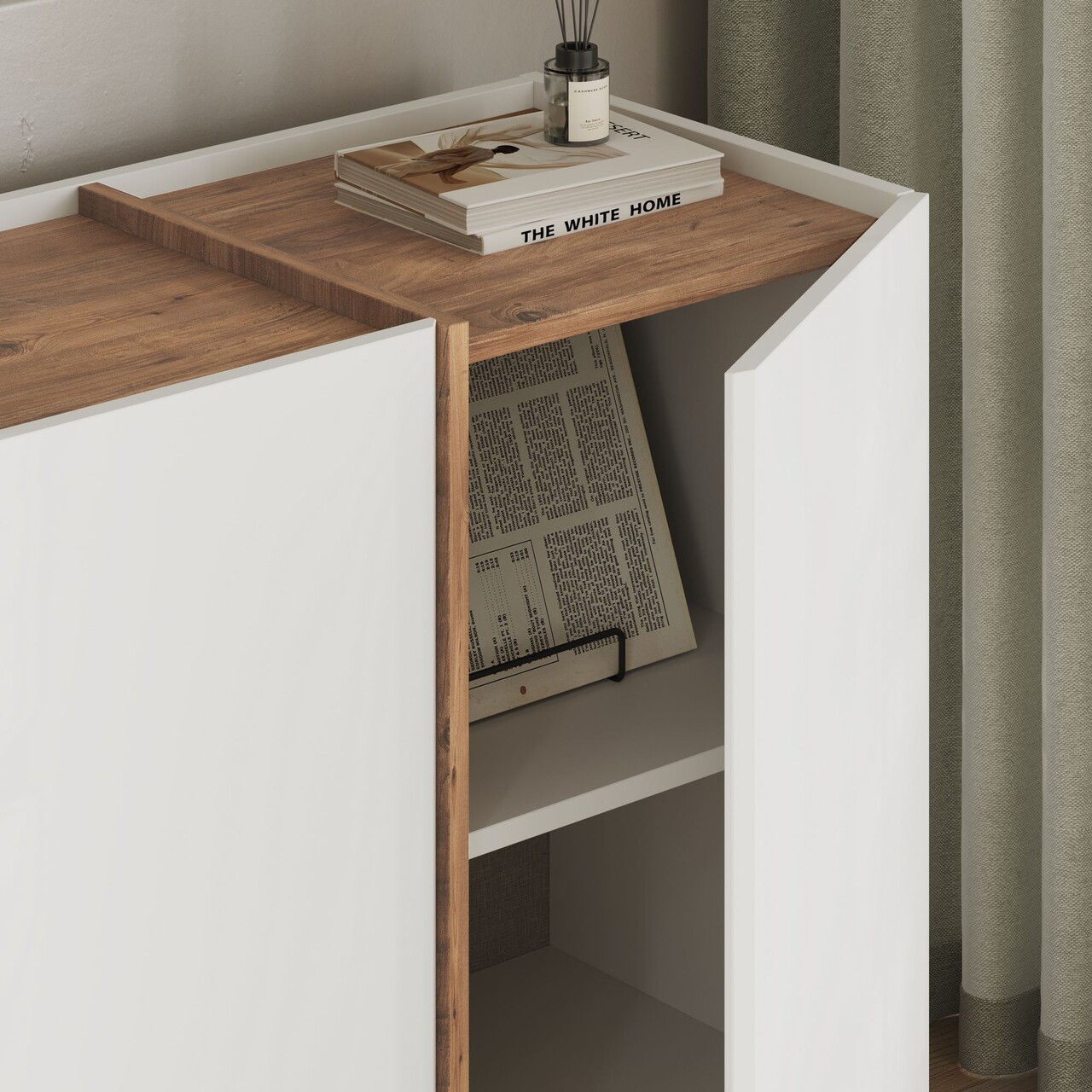 Consola, Nordure, Dorma, 180x80x45 cm, Alb/Pin Atlantic - imagine 4