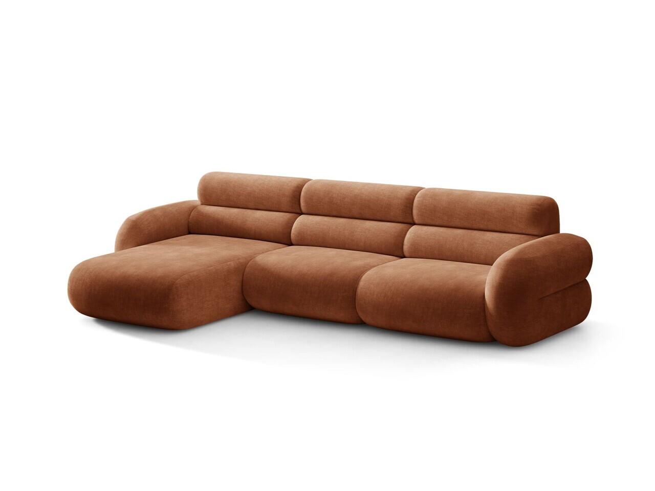 Coltar stanga 4 locuri, Neo, Micadoni Home, 305x165x83 cm, tesatura Chenille, teracota — imaginea 6