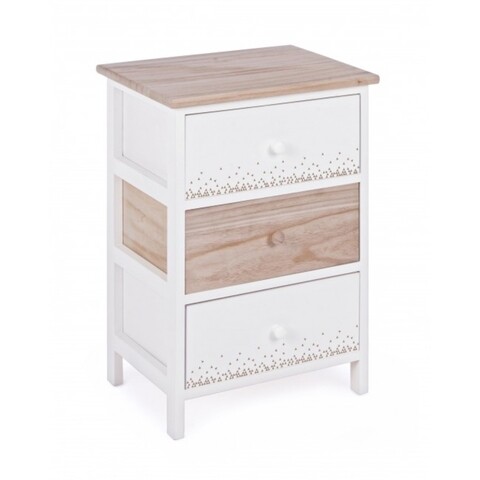Comoda cu 3 sertare, ally, bizzotto, 40x29x58 cm, lemn de paulownia, alb/natural