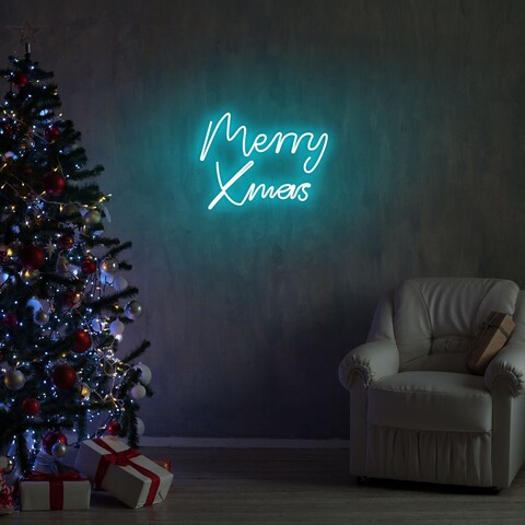 Lampa de perete Merry Christmas, Neon Graph, 43x33x2 cm, albastru mezoni.ro