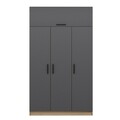 Dulap pentru haine, Minerva, Minar 235, 135x235x52 cm, PAL, Antracit / Dore