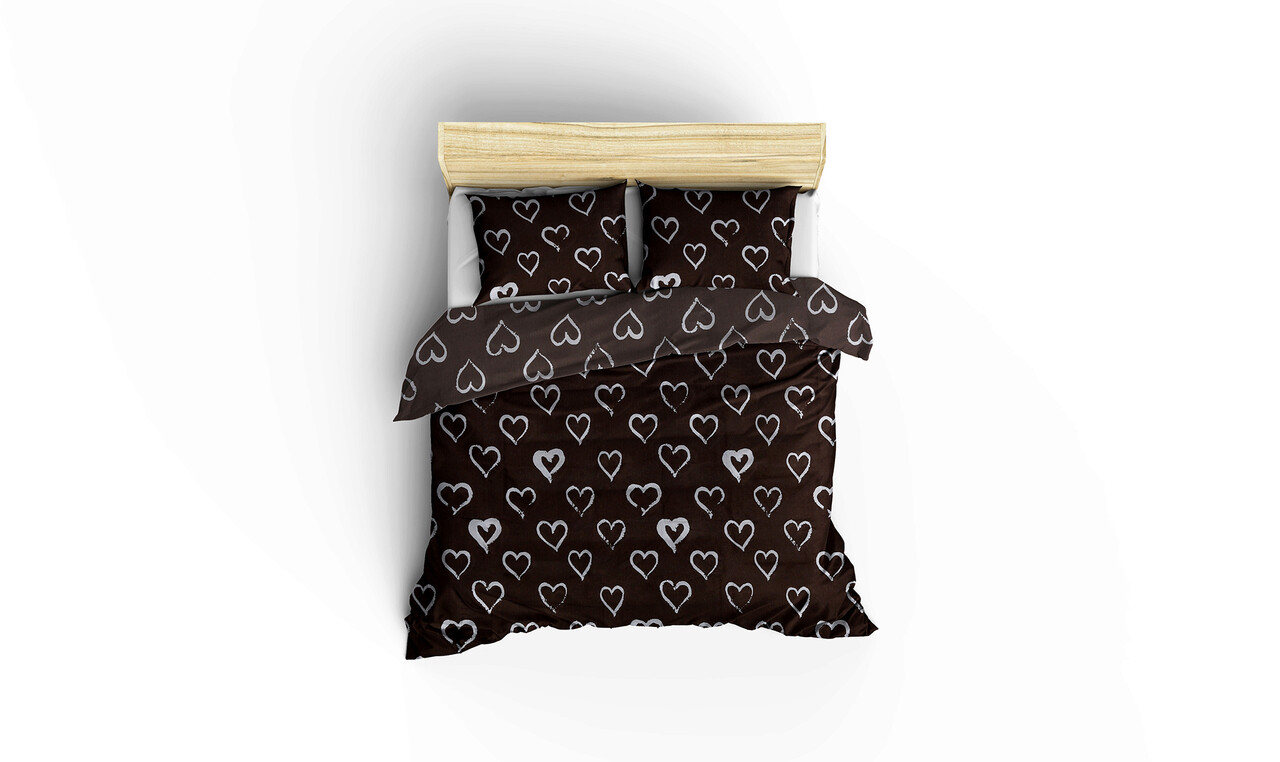 Lenjerie de pat dubla (ES), 2 piese, Amaour - Brown, Eponj Home, 65% bumbac/35% poliester - 1 | YEO