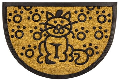 Covoras de intrare, Olivo Tappeti, Promo Mezzaluna 4, Cat, 40 x 60 cm, cauciuc/fibra cocos, maro/negru