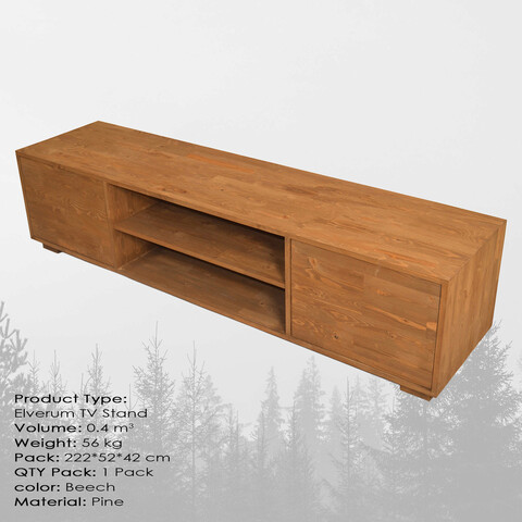 Comoda TV, Massive Design, Elverum Large, 220x50x40 cm, Fag Massive Design