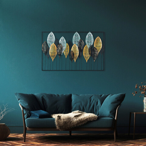 Decoratiune de perete, sinuate, metal, dimensiune: 122 x 76 cm, multicolor