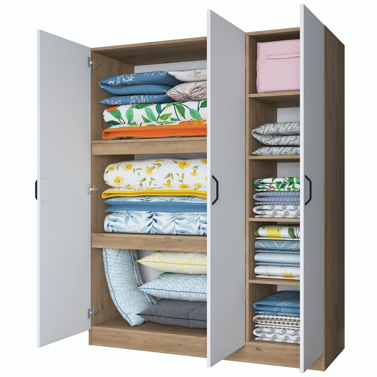 Dulap pentru haine, Hanah Home, BA105, 145x181.9x55 cm, PAL melaminat, Nuc/Alb - view 9