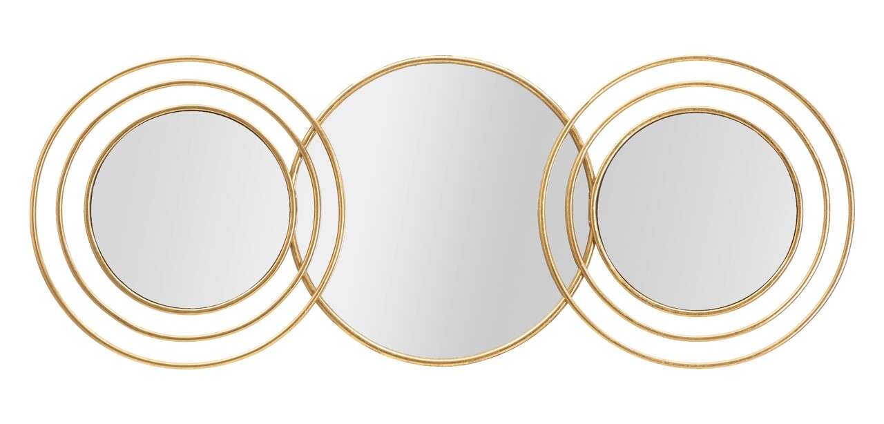 Oglinda de perete Triply Round, Mauro Ferretti, 79x30 cm, fier, auriu
