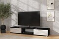 Comoda TV ADRK, Sella, 176x40x28 cm, PAL laminat, alb lucios/negru mat