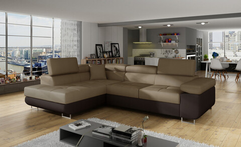 Coltar extensibil stanga 4 locuri, ELTAP, Anton, 272x203x85 cm, lemn/poliester, maro/maro inchis