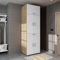 Dulap masina de spalat, Hanah Home, Dora, 70x230x68.8 cm, PAL, Alb/Pin Atlantic