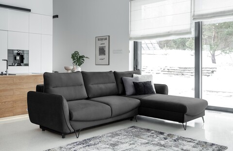Coltar extensibil dreapta 3 locuri ELTAP, RT-06NU, Silva, 276x201x100 cm, lemn/poliester, gri inchis