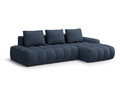 Coltar extensibil dreapta 3 locuri, Linz, Cosmopolitan Design, 275x142x84 cm, cotiera stanga, tesatura structurata, albastru inchis