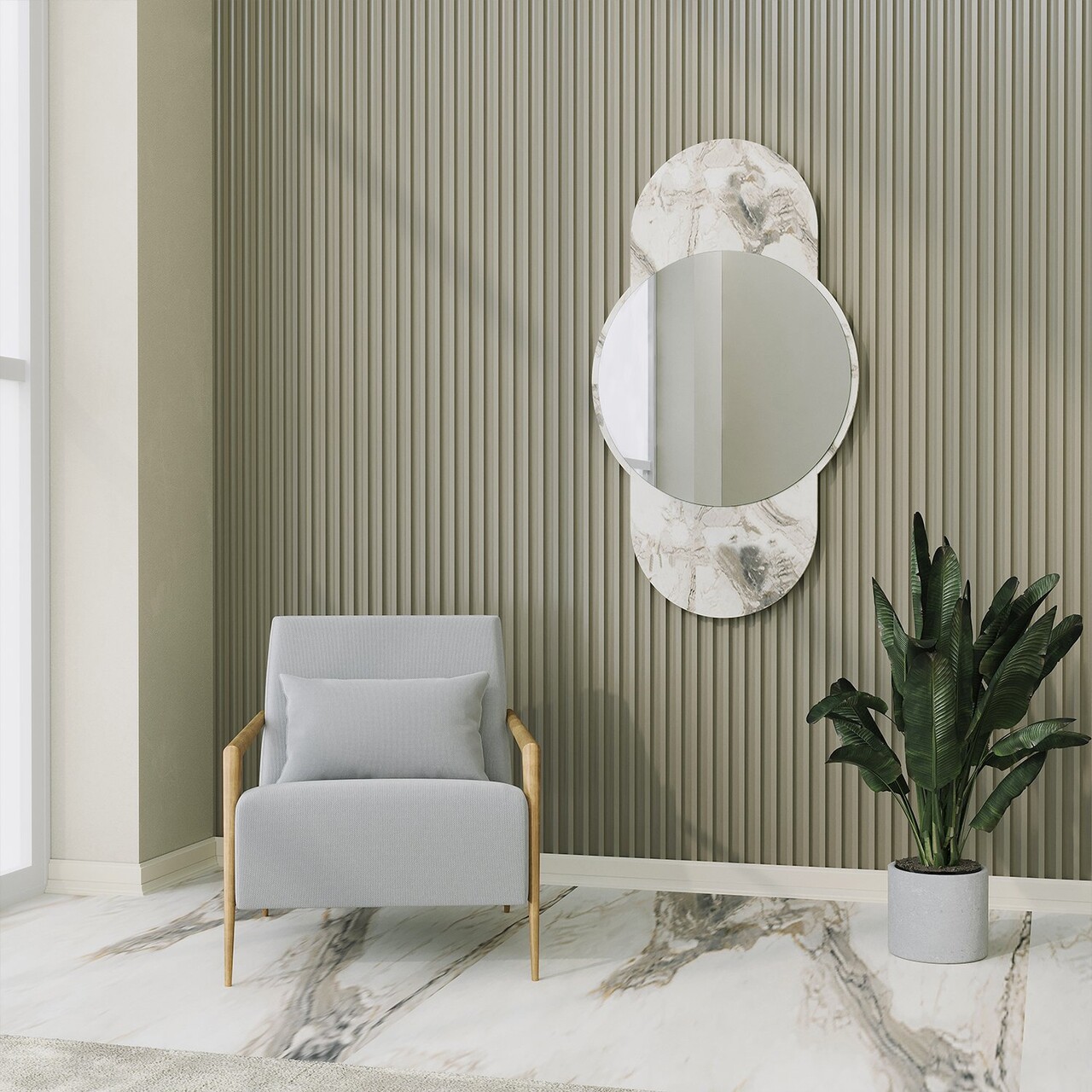 Oglinda decorativa, Neostill, Time, 60x106 cm, MDF , Marmura - 1 | YEO