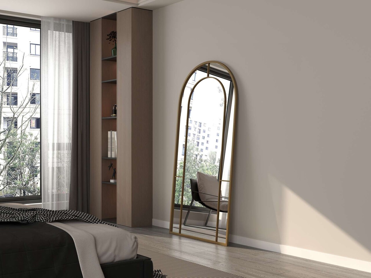 Oglinda Cheval Hanah Home Rounda 90x180 cm Metal Auriu