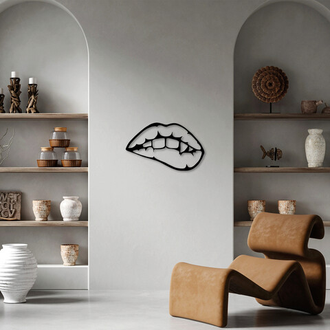 Decoratiune de perete, lips, metal, dimensiune: 69 x 42 cm, negru