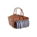 Cos de picnic pentru 4 persoane, DKD Home Decor, 42 x 30 x 20 cm, rachita, maro/bleumarin