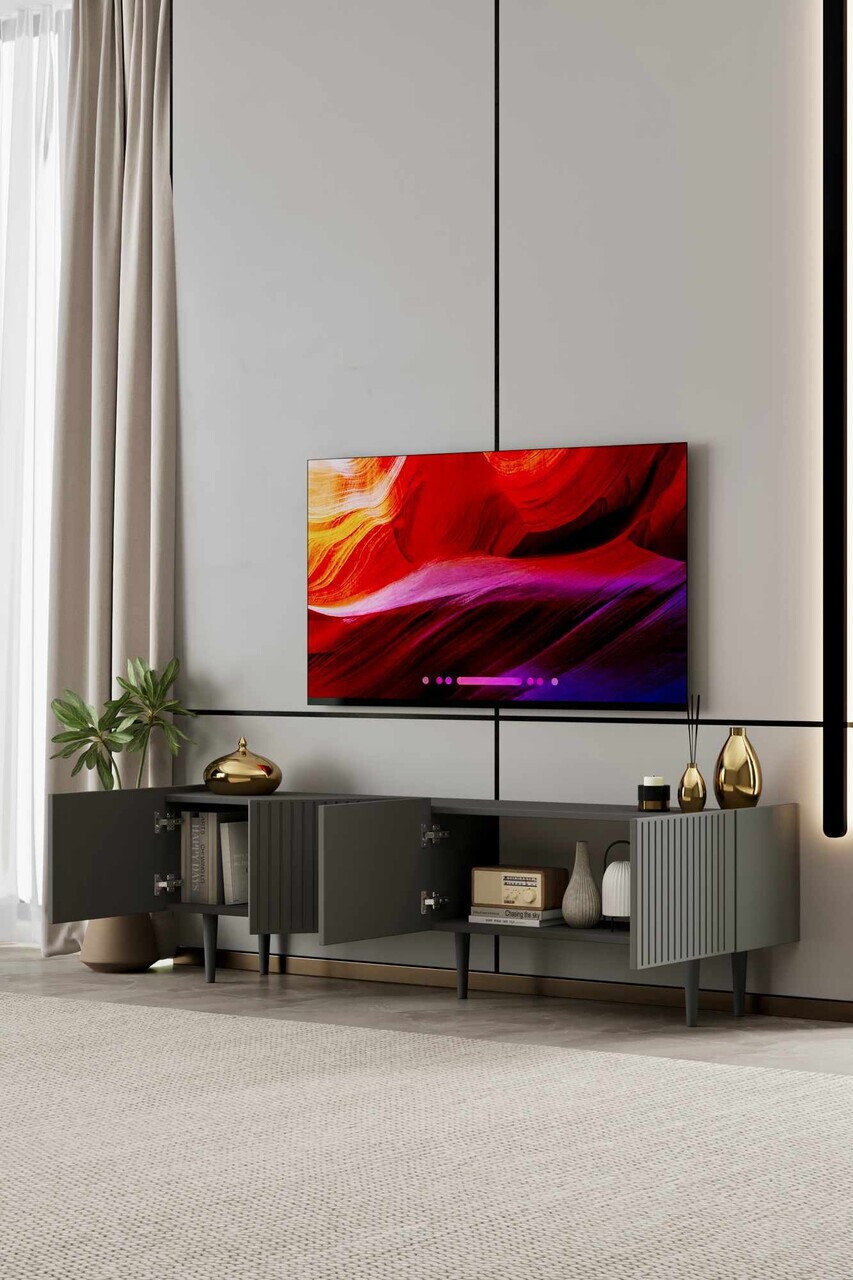 Comoda TV, Hanah Home, Capella 160, 160x50x29 cm, MDF, Gri - view 3