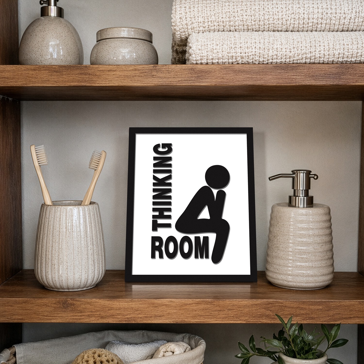 Tablou decorativ, Thinking Man, Dimensiune: 20 x 25 cm, Alb/Negru