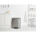 Cos de gunoi cu pedala, Brabantia, Bo Pedal, 2x30 L, 36.3x54.1x65.2 cm, otel, argintiu