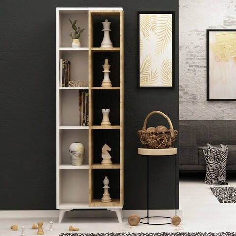 Corp biblioteca, mod design, enzamu, 50x162x25 cm, alb