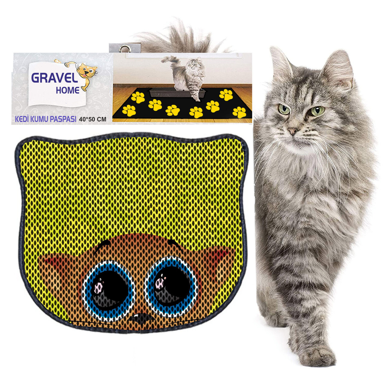 Covoras litiera pentru colectarea granulelor de nisip, Paws &amp; Whiskers, Kdkafa0238, 50% PVC/50% poliester, Multicolor - view 2