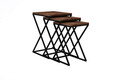 Set masute 3 piese, Puqa Design, Z Zigon, Lemn, Nuc / Negru