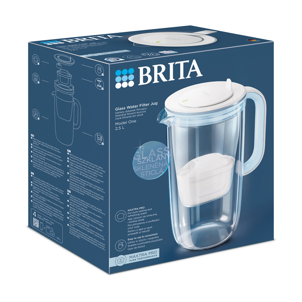 Cana filtranta din sticla, BRITA, 2,5 L, Maxtra PRO (lightblue) - view 2