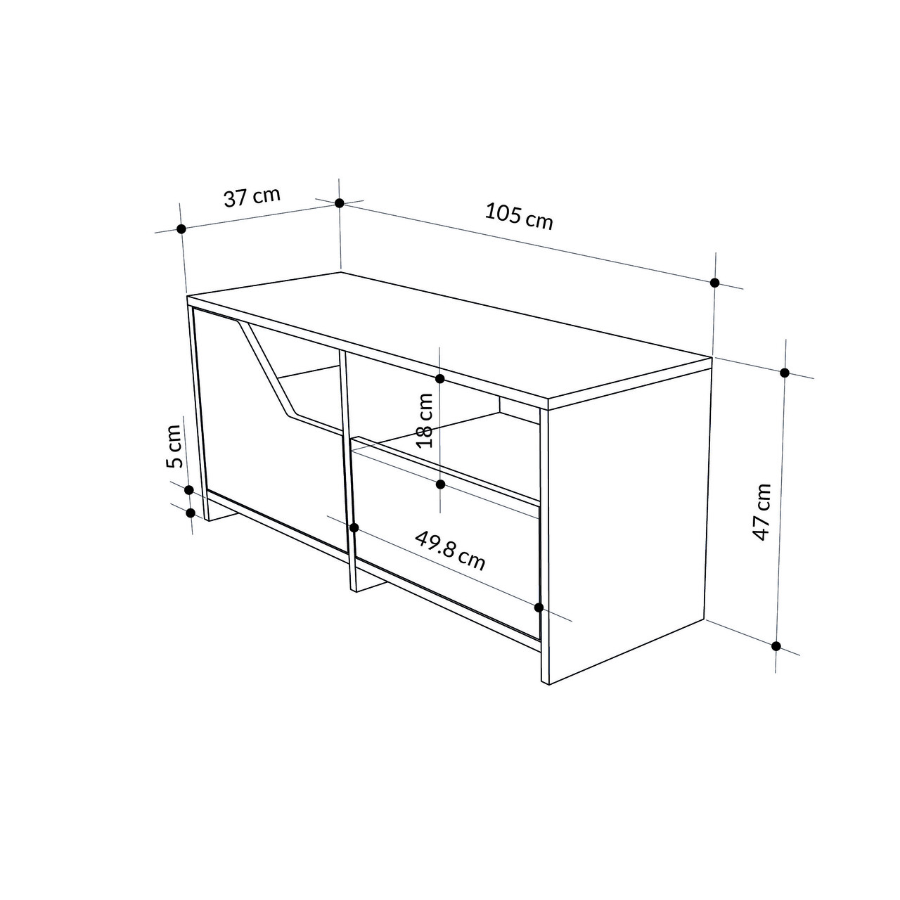 Pantofar, Decortie, Nexus Shoe Cabinet, 105x47x37 cm, PAL, Gri/Alb