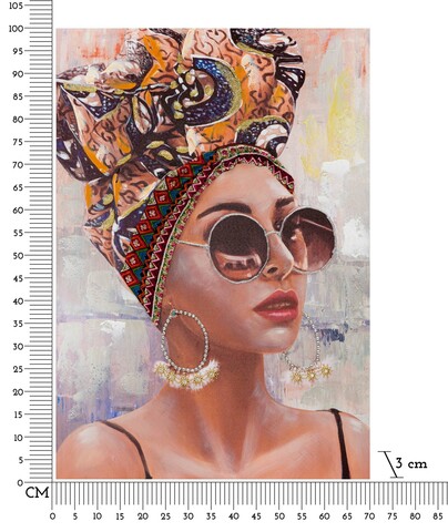 Tablou decorativ, Jennifer -A, Mauro Ferretti, 70 x 100 cm, canvas imprimat si pictat/lemn de pin, multicolor