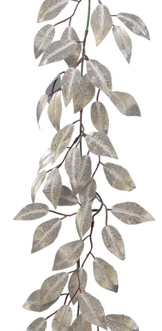 Ghirlanda decorativa Leaves, Decoris, 18×1.2×150 cm, plastic, argintiu