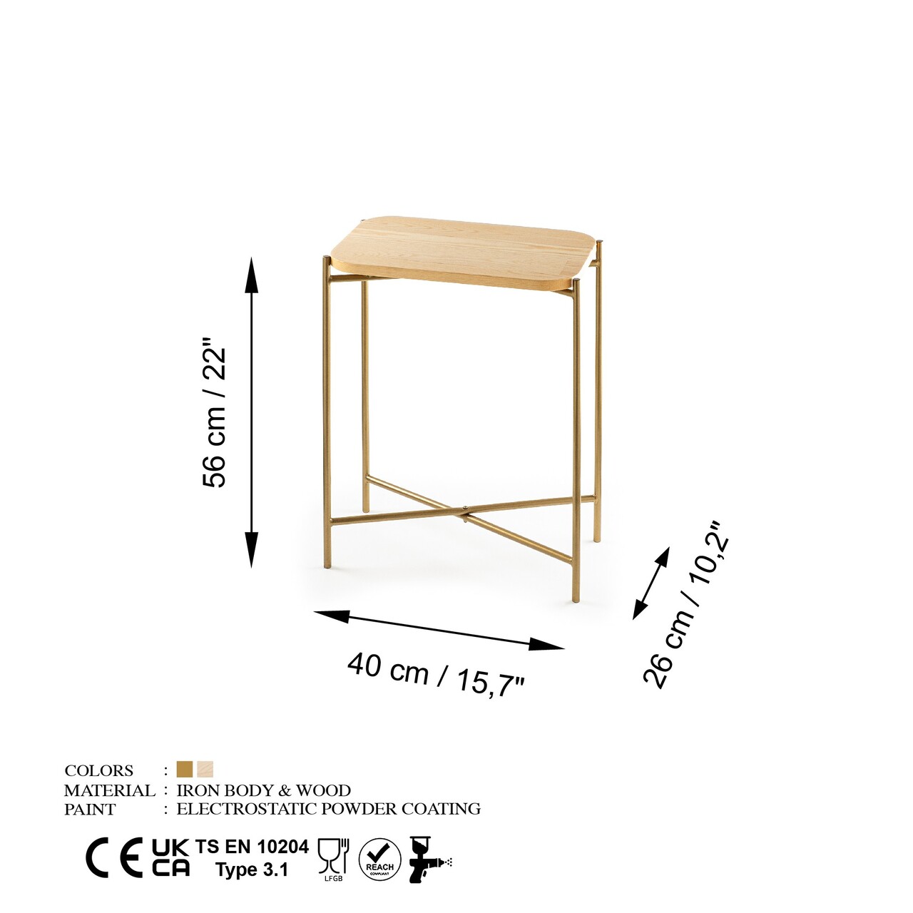 Masuta de cafea, Cerritos, Shb-003-A, 40x56x26 cm, Lemn, Aur / Natural