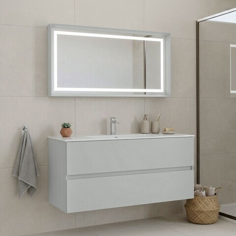 Set Dulap de Baie cu Chiuvetă și Oglindă (2 Piese), Hanah Home, Nest 121 v2, Cașmir mat