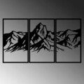 Decoratiune de perete, Mountain 4, Metal, 42 x 72 cm, 3 piese, Negru