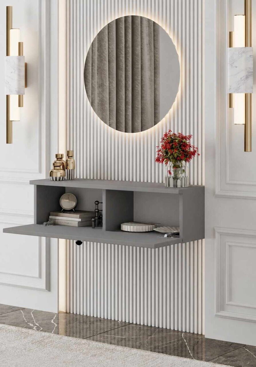 Bufet, Hanah Home, Mimosa 50, 50x26x22 cm, MDF, Gri deschis - view 3