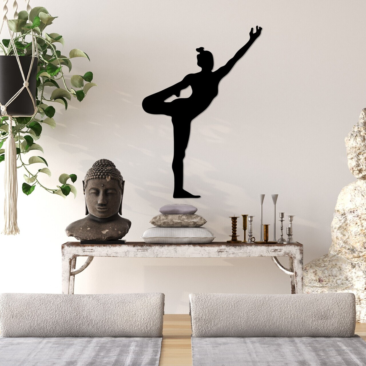 Decoratiune de perete, Yoga 19, Dimensiuni: 42 x 60 cm, Negru — imaginea 2