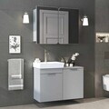 Set Dulap de Baie cu Chiuvetă și Oglindă (2 Piese), Hanah Home, Dubai Sepetli, PAL, Gri deschis
