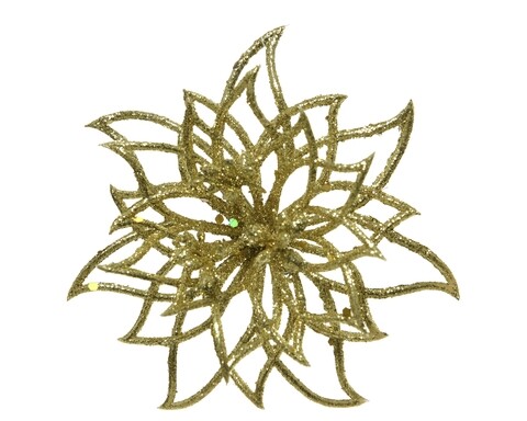 Decoratiune Poinsettia, Decoris, 14x5 cm, plastic, auriu