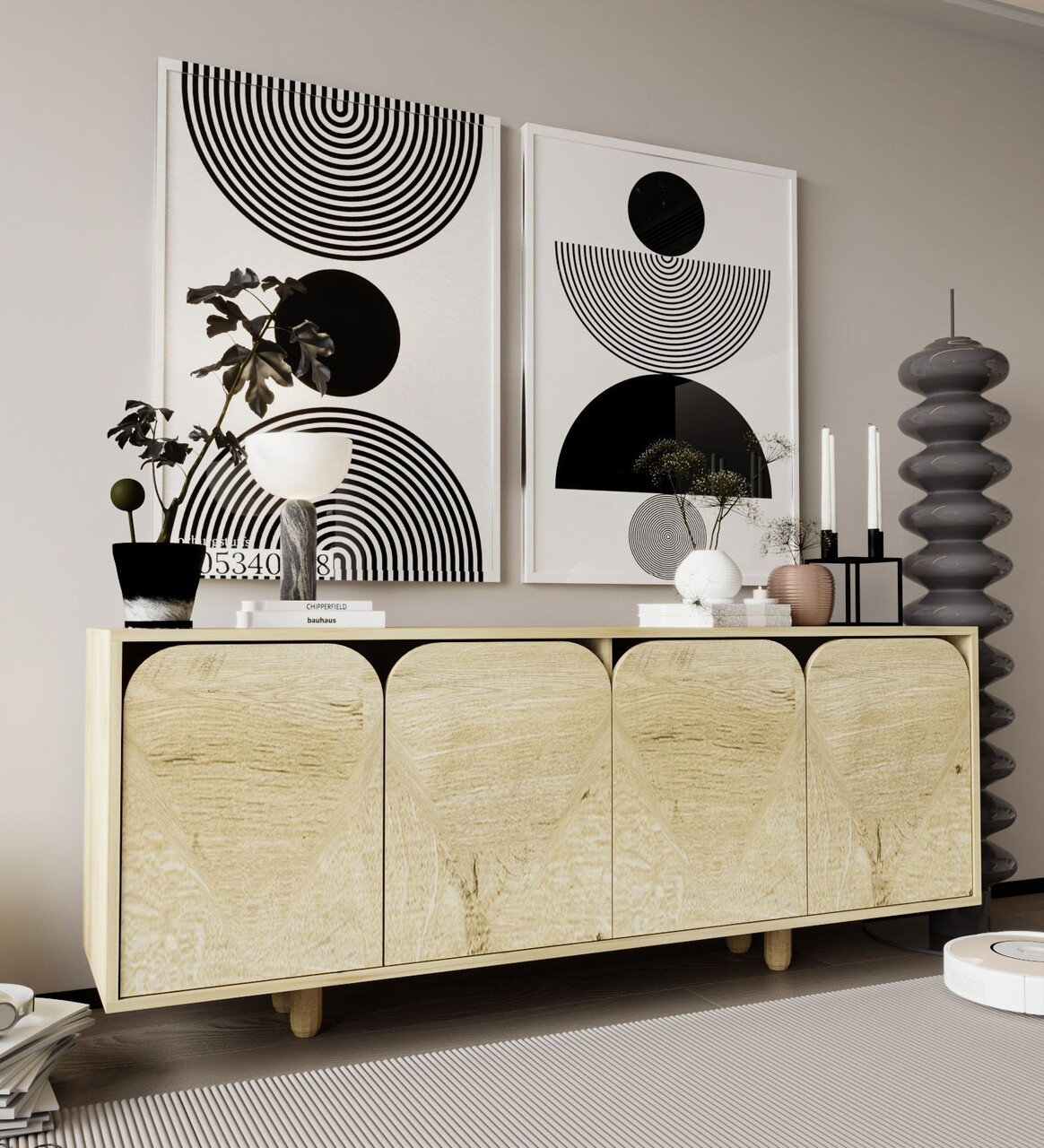 Consola, Hanah Home, Lazio Bohem 180, 180x75x45 cm, PAL, Maro - imagine 2