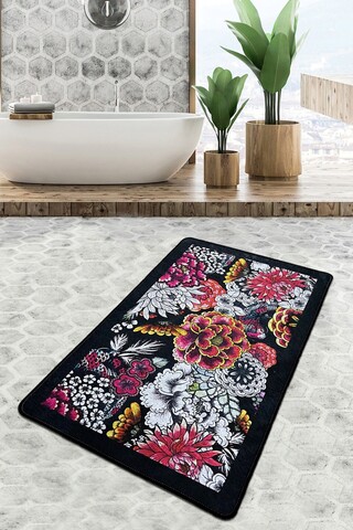 Covoraș de baie, chilai, floreale djt (80 x 100), 80x100 cm, poliester, multicolor