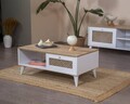 Masuta de cafea, Wolina, Goose, 55x100x45 cm, Corp: 100% MDF, Alb / Stejar