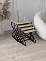 Set masute Nesting 4 piese, Hanah Home, Ela, Negru / Travertin