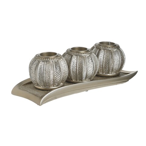 Suport pentru lumanari Champagne, InArt, 3 lumanari, 33x12 cm, polirasina